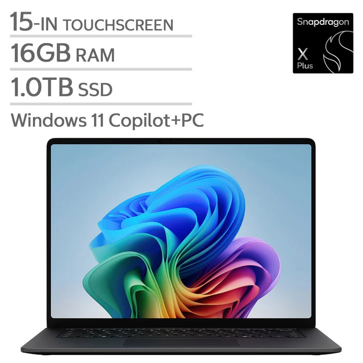 Microsoft Surface 15.0-in. Copilot+ PC Touchscreen Laptop, Qualcomm Snapdragon X2 Plus - 16GB RAM, 1 TB SSD - Black C0526