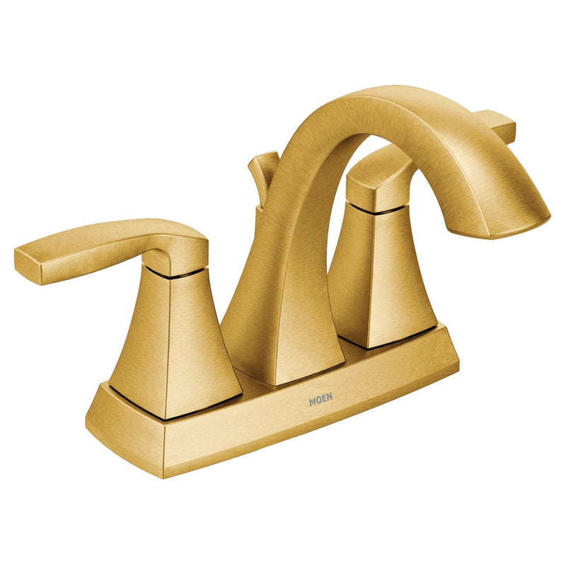 Voss Double Handle 4-in Centerset Bathroom Sink Faucet, WaterSense Certified, Brushed Gold F8597