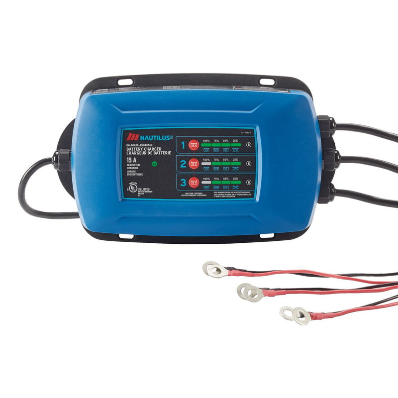 Nautilus 3-Bank Onboard Smart Battery Charger/Maintainer, Fully Automatic, 15-Amp, 12V A2870