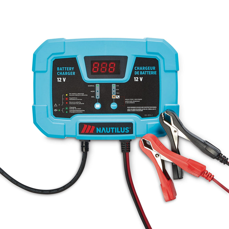Nautilus Smart Battery Charger/Maintainer, 15/8/2-Amp, 12V V3566