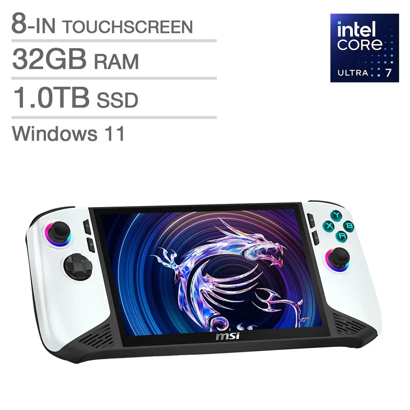 MSI CLAW 8 AI+ A2VM Polar Tempest Edition 8-in Touchscreen Handheld Gaming Computer, Intel Core Ultra 7 258V - 32GB RAM, 1TB SSD, Intel Arc P1817