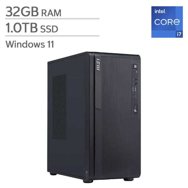 MSI PRO DP180 Desktop Computer, Intel Core i7-14700F - 32GB RAM, 1TB SSD, 8GB NVIDIA GeForce RTX 5060 C3690
