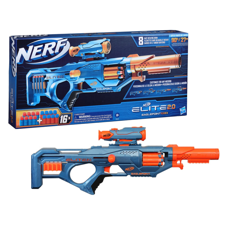 Elite 2.0 Eaglepoint RD-8 Blaster, 8-Dart Drum, Detachable Scope and Barrel, 16 Darts, Ages 8+ A8024