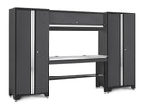 Bold 3.0 Series Lockable Steel Garage Cabinetry Set with Stainless Steel Top, Grey, 120-in x 18-in x 72-in, 5-pc
