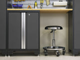 Bold Series Lockable 24-Gauge Steel Garage Cabinetry Set with Bamboo Top, Black/Grey, 48-in x 18-in x 76.75-in, 5-pc