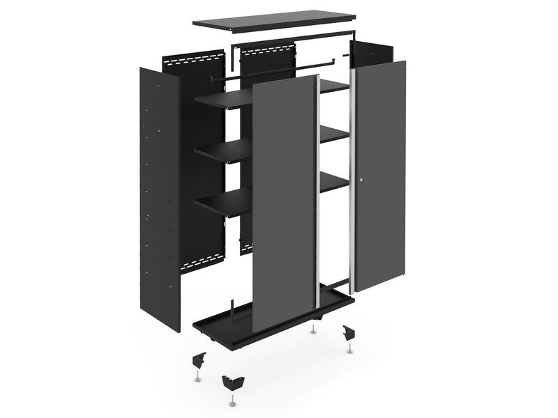Bold Series Lockable 24-Gauge Steel RTA Storage Locker with 3 Shelves, Grey/Black, 36-in I6421
