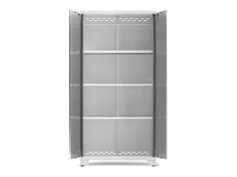 Bold Series Lockable 24-Gauge Steel RTA Storage Locker with 3 Shelves, Platinum/White, 36-in Z7616