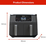2-Basket Air Fryer with 6 Cooking Functions, 8 Qt