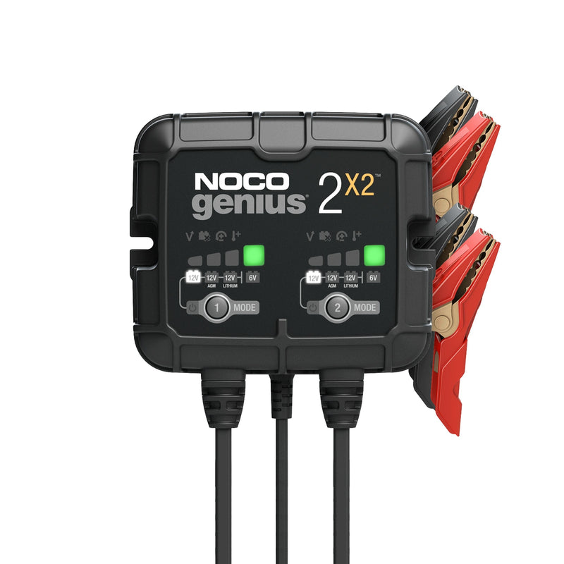 GENIUS2X2 Smart Battery Charger/Maintainer/Desulfator, 2-Bank, 4-Amp, 6V/12V C8976