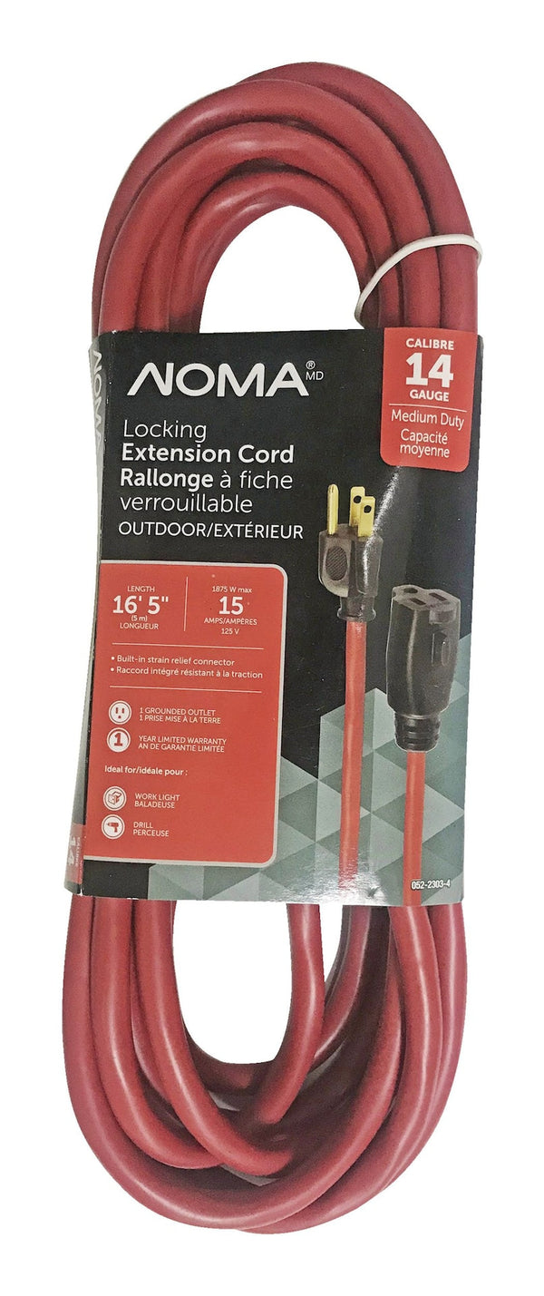16-ft 5-in 14/3 Outdoor Extension Cord with Grounded Outlet and Locking Connector, Red X2676