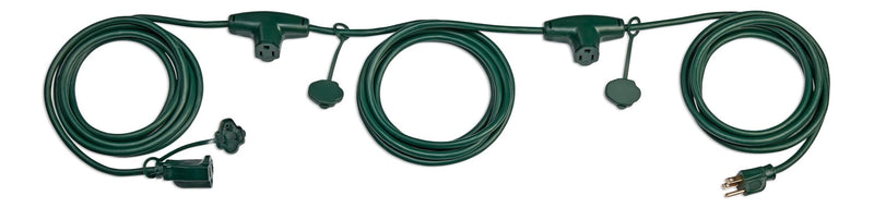 25-ft Outdoor Extension Cord, 3 Outlets, Safety Cover, Green N1957