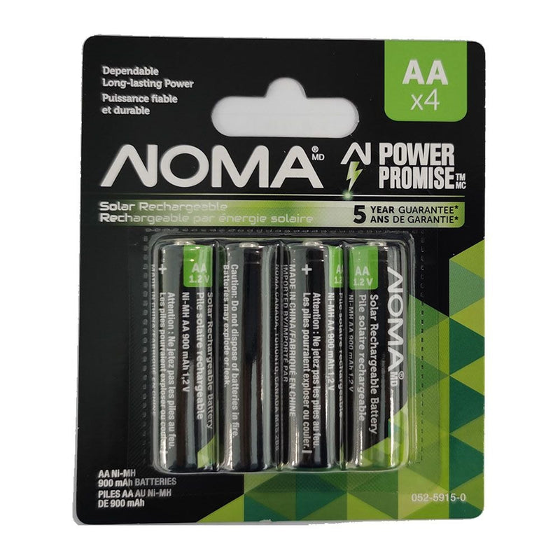 900mAh AA Solar Rechargeable Batteries, 900mAh, 4-pk F9457