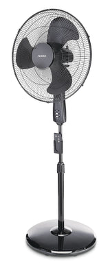 Oscillating Pedestal/Stand Fan with Remote Control, 3-Speed, Black, 18-in