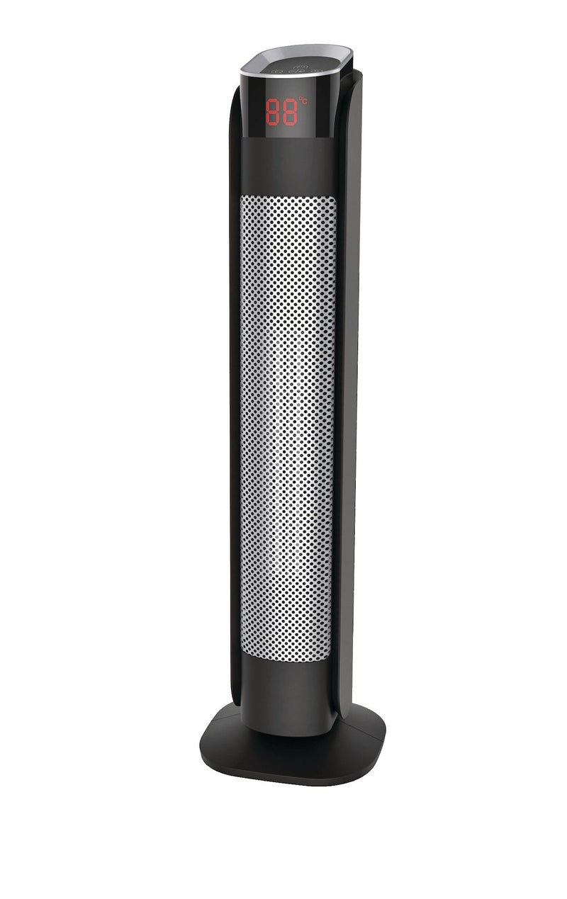 Oscillating Tower Ceramic Heater withRemote Control & Thermostat, 1500W, Black, 24-in X3295