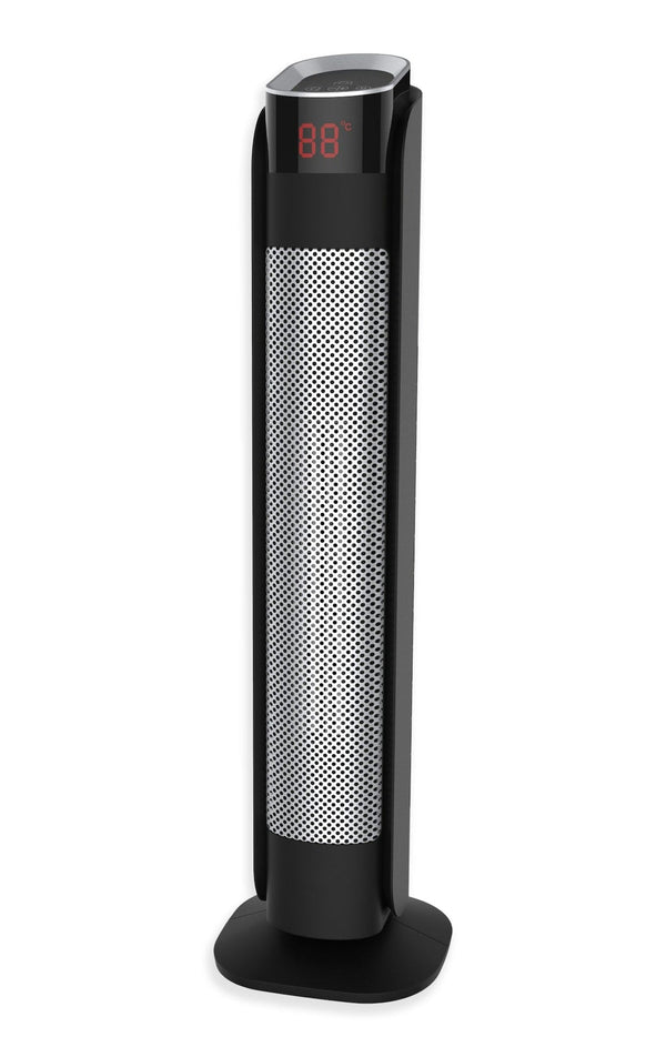 Oscillating Tower Ceramic Heater withRemote Control & Thermostat, 1500W, Black, 30-in Q2117