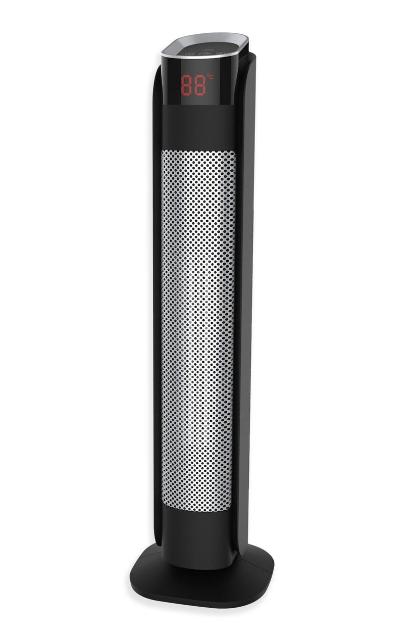 Oscillating Tower Ceramic Heater withRemote Control & Thermostat, 1500W, Black, 30-in Q2117