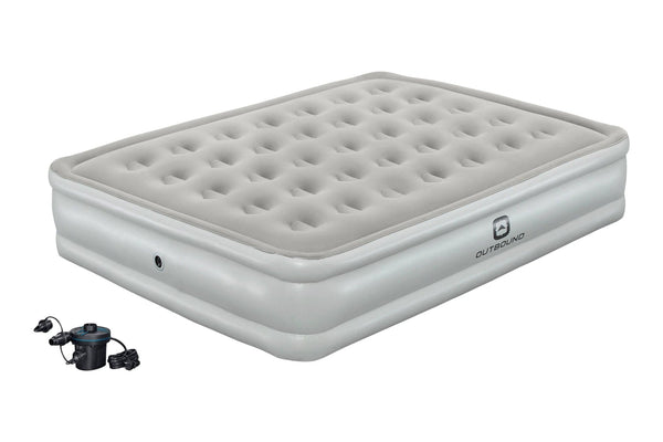 Queen Flocked Double-High Inflatable Air Mattress/Airbed with 110V Pump & Carry Bag J6702