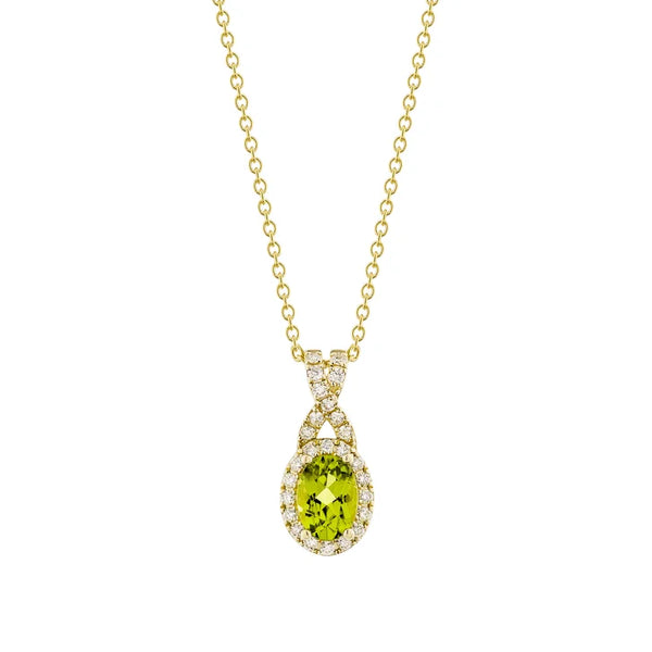 Oval Cut Peridot and Diamond Pendant (0.19 ctw) O6718