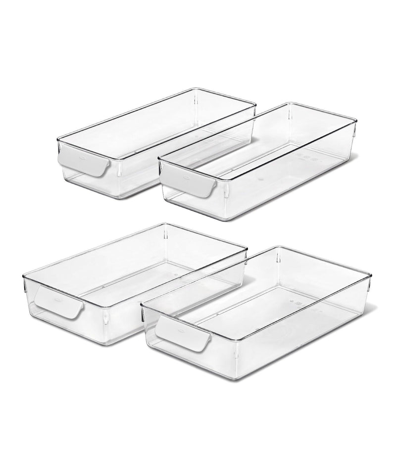 4-Piece Refrigerator Storage Bin Set, Clear J6936