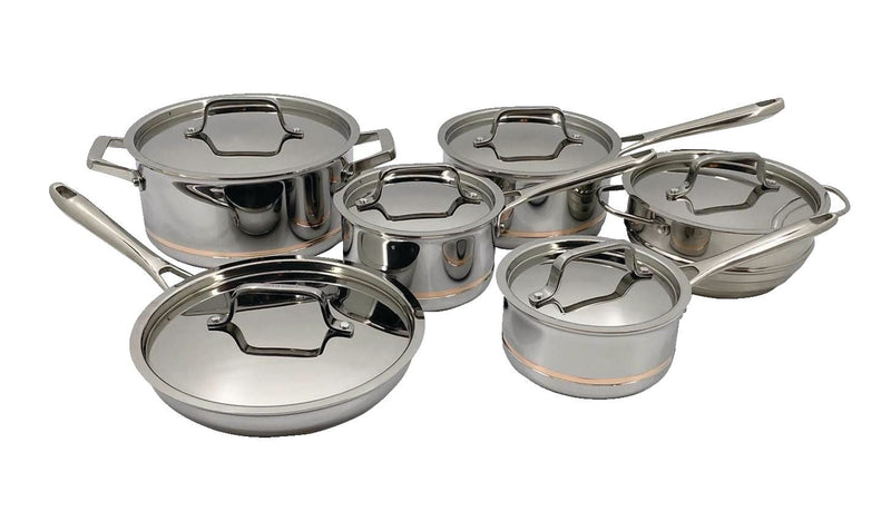 5-Ply Copper Core Stainless Steel Cookware Set, Oven Safe, 12-pc S6776