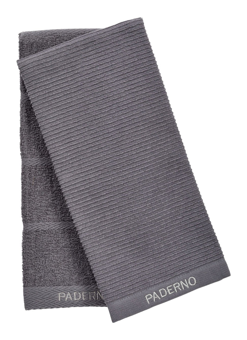 All-Purpose Ribbed Cotton Terry Kitchen Towels, Charcoal, 2-pk G4048