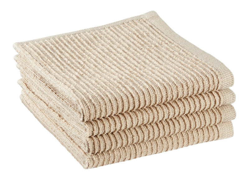 All-Purpose Ribbed Cotton Terry Square Dish Cloths, Beige, 4-pk Z7618