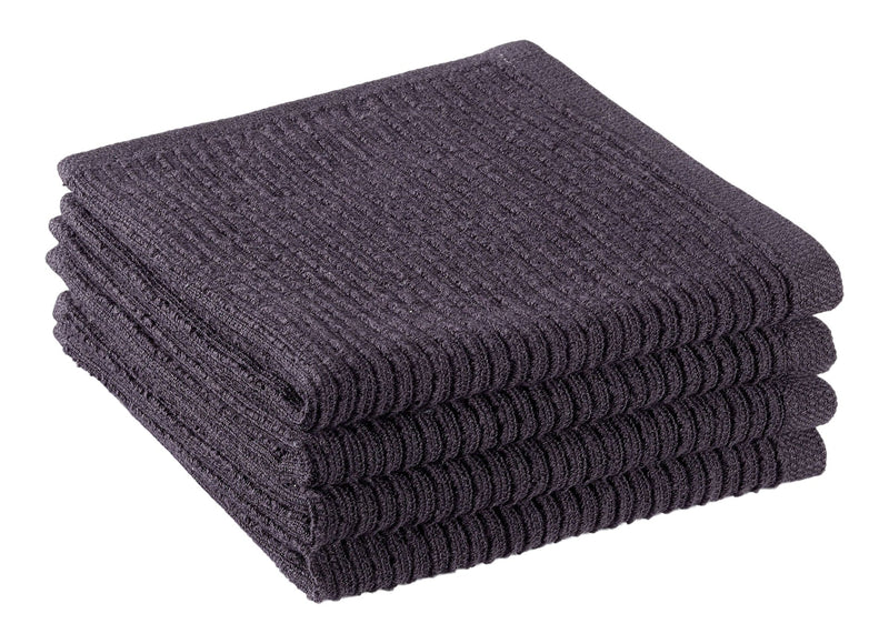 All-Purpose Ribbed Cotton Terry Square Dish Cloths, Black, 4-pk A4415
