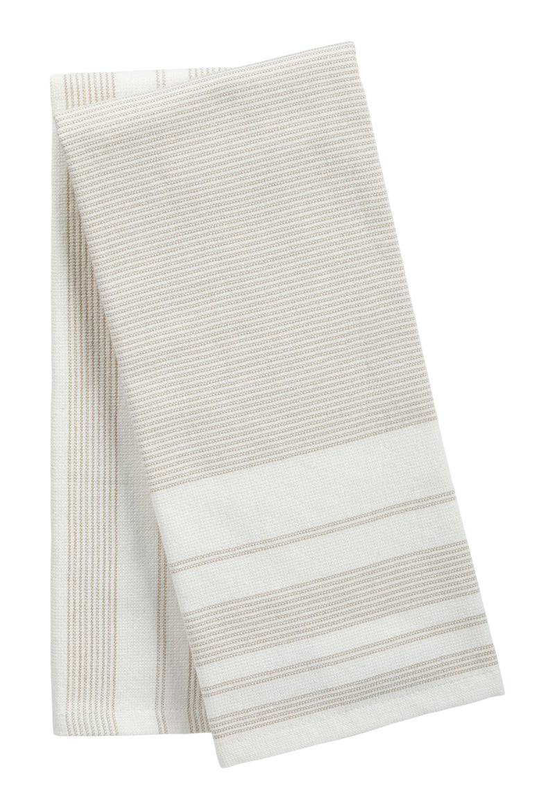 All-Purpose Striped Cotton Kitchen Towels, Beige, 2-pk P9362