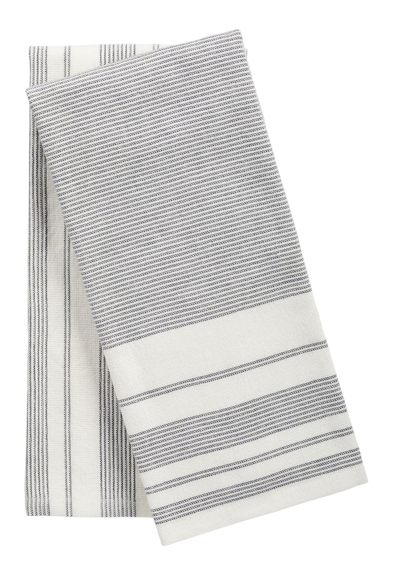 All-Purpose Striped Cotton Terry Kitchen Towels, Grey, 2-pk J3292