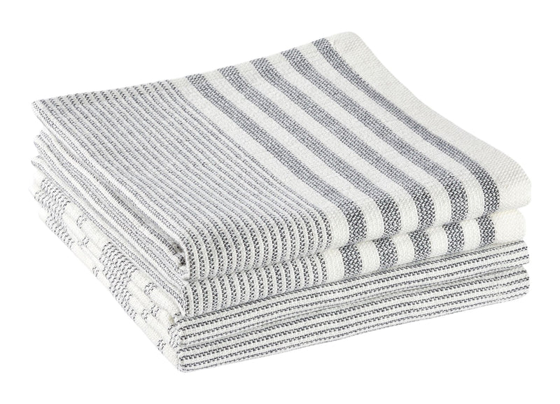 All-Purpose Striped Cotton Terry Square Dish Cloths, Grey, 4-pk N5199
