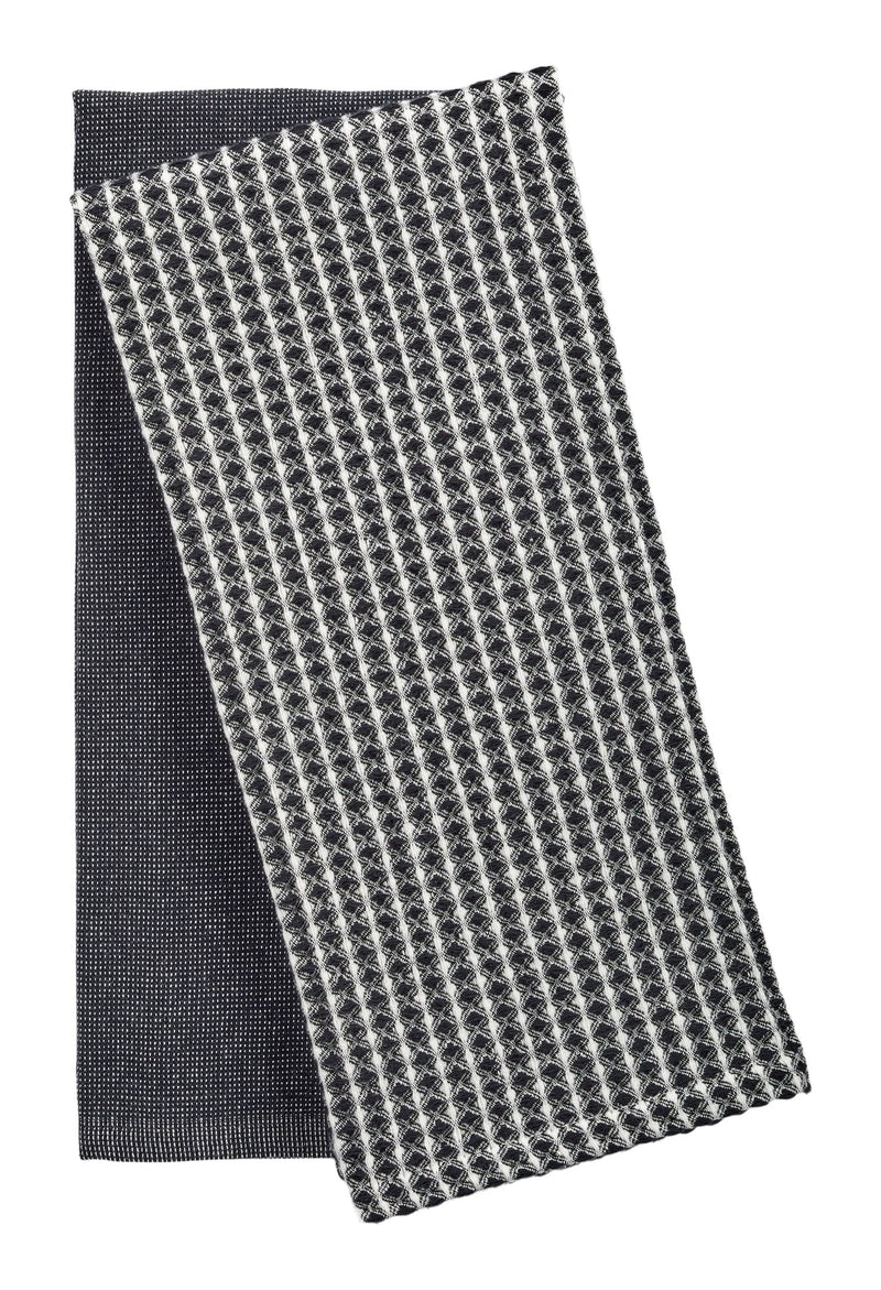 All-Purpose Two-Tone Cotton Kitchen Towels, Black, 2-pk O6497