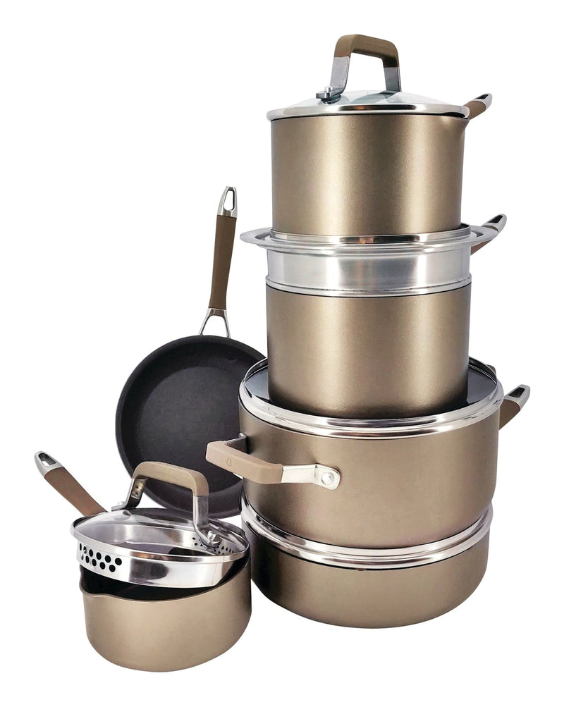 Classic Cookware Set, Non-Stick, PFOA-Free, Oven Safe, Champagne Bronze, 12-pc P4205