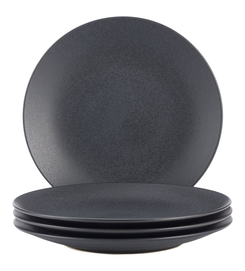 Dorset Stoneware Dinner Plate Set, Black Reactive, 4-pk, Oven Safe K8212