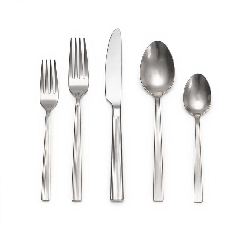 Pinette Refined Rib Mirror Finish Stainless Steel Flatware Set, Serves 12, 60-pc L7479