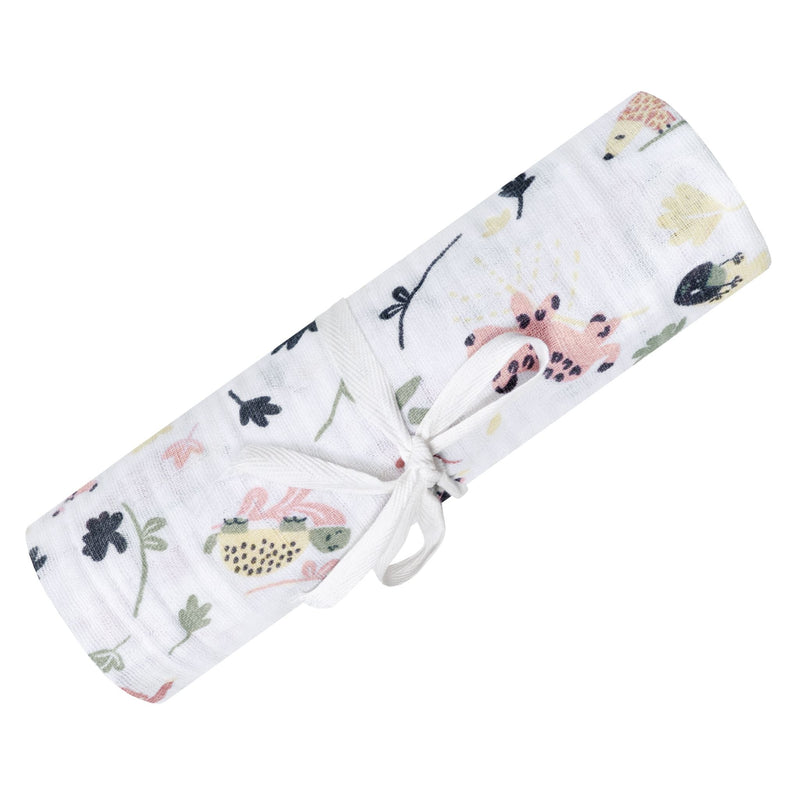 Cotton Muslin Baby Swaddle Blanket, Jungle Lotus E7088