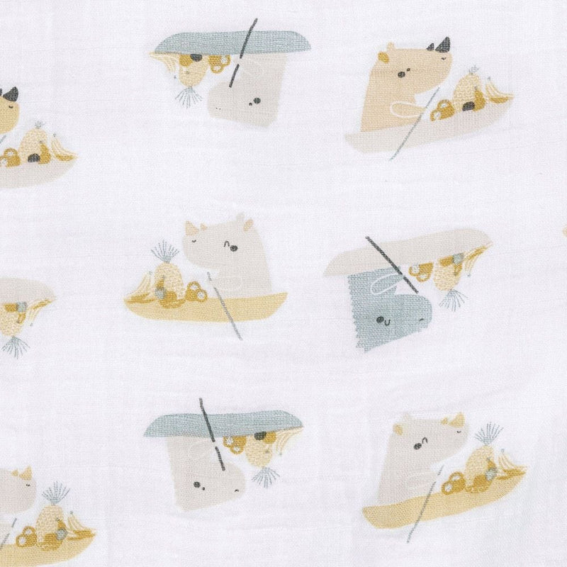 Cotton Muslin Baby Swaddle Blanket, Rhinos Q7174