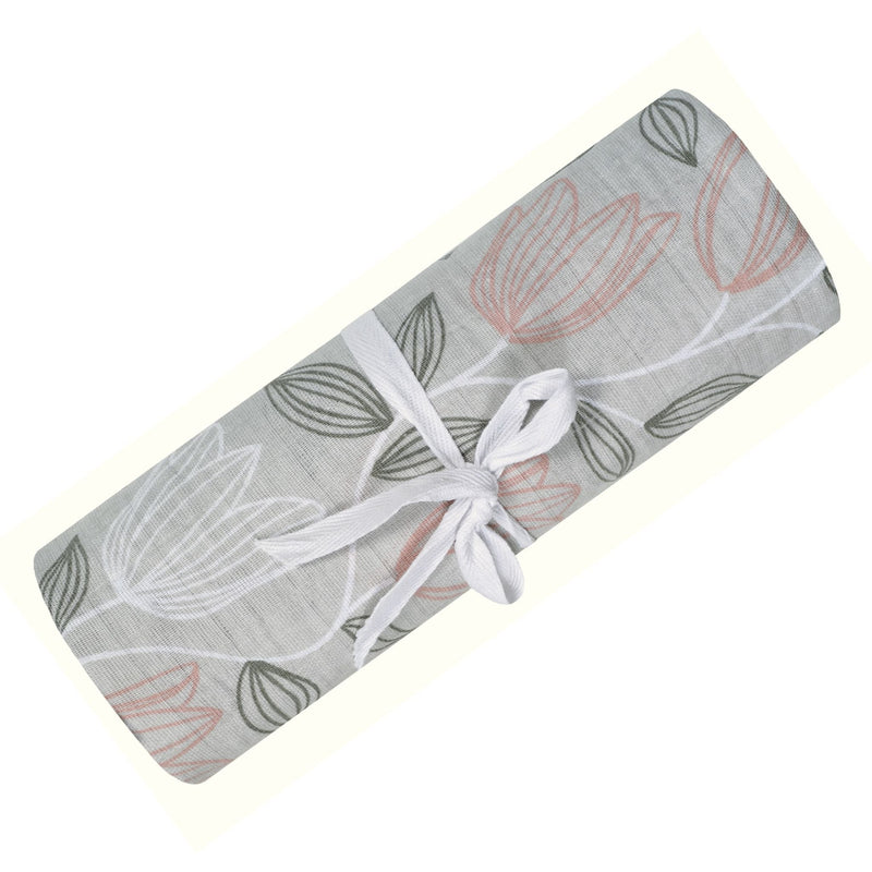 Cotton Muslin Baby Swaddle Blanket, Tulips V0835