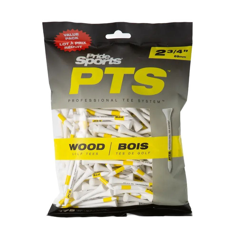 Pride Professional Tee System ProLength Wood Golf Tee, 2-3/4-in Yellow on White, 175-pk F9237