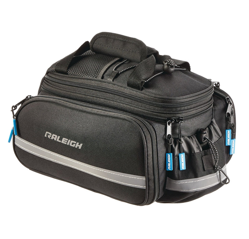 Expandable Rack Top Bike Bag withRemovable Carry Strap & Reflective Strip, Black P6597