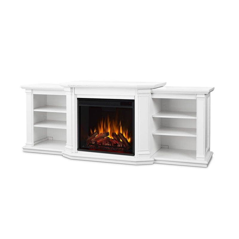 Valmont Media Indoor Electric Fireplace TV Stand, 74-in, 1500W, Includes Remote Control & Firebox, White T2023