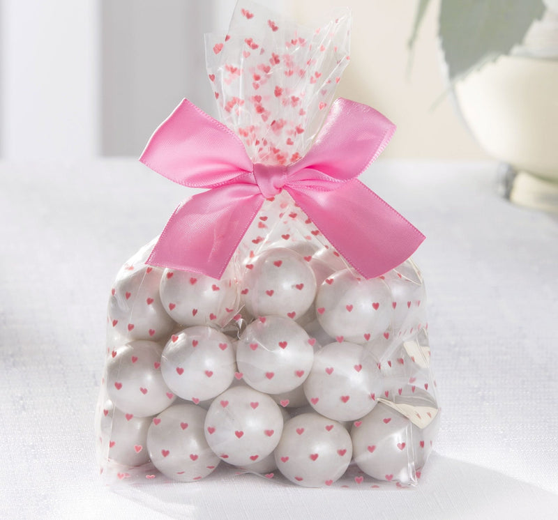 Rectangle Cello Treat Party Bags, Pink/Clear, Hearts, 10-in, 12-pk, for Gender Reveal/Baby Shower F5741