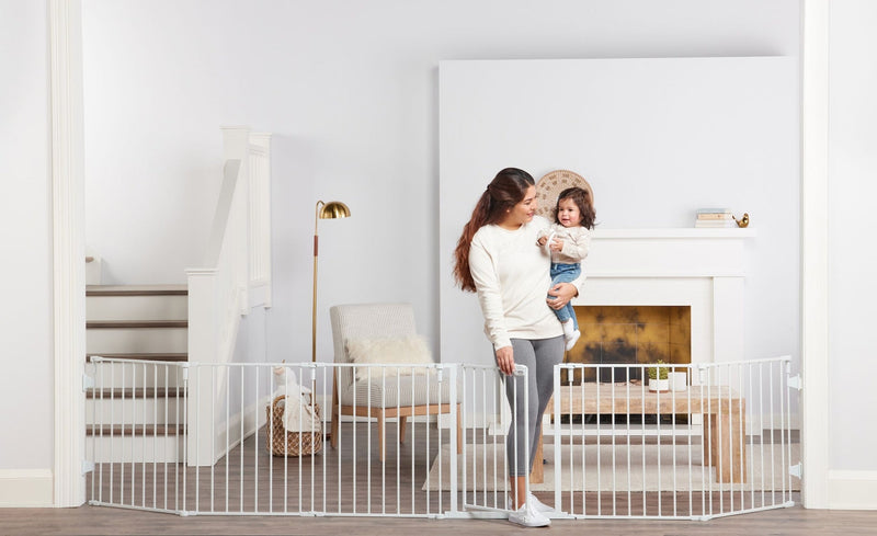 2-in-1 Super Wide Adjustable Baby Safety Gate & Play Yard, White P3646