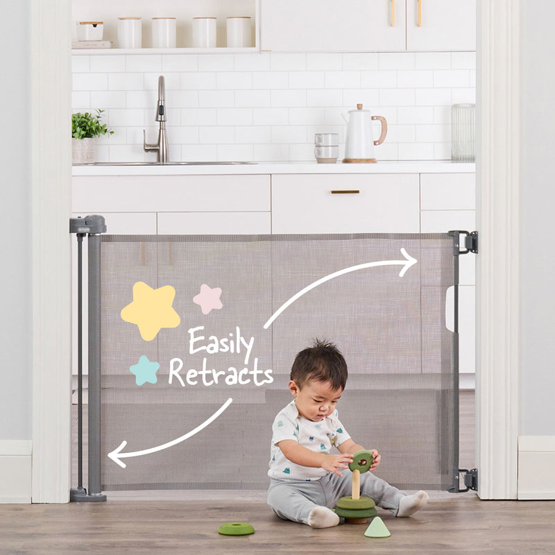 Retractable Baby Safety Gate, 50-in, Grey U742