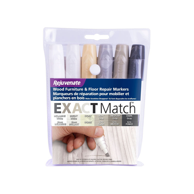 Exact Match Wood Furniture & Floor Repair Markers, White-Grey, 6 Shades J4679
