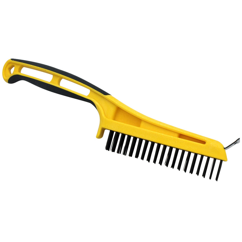 Carbon Steel Wire Bristle Brush with Metal Scraper, Removes Paint/Dirt/Rust B4968