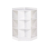 Home Kids' Playroom Corner Cabinet with 6 Toy Storage Cubbies & 3 Shelves, White