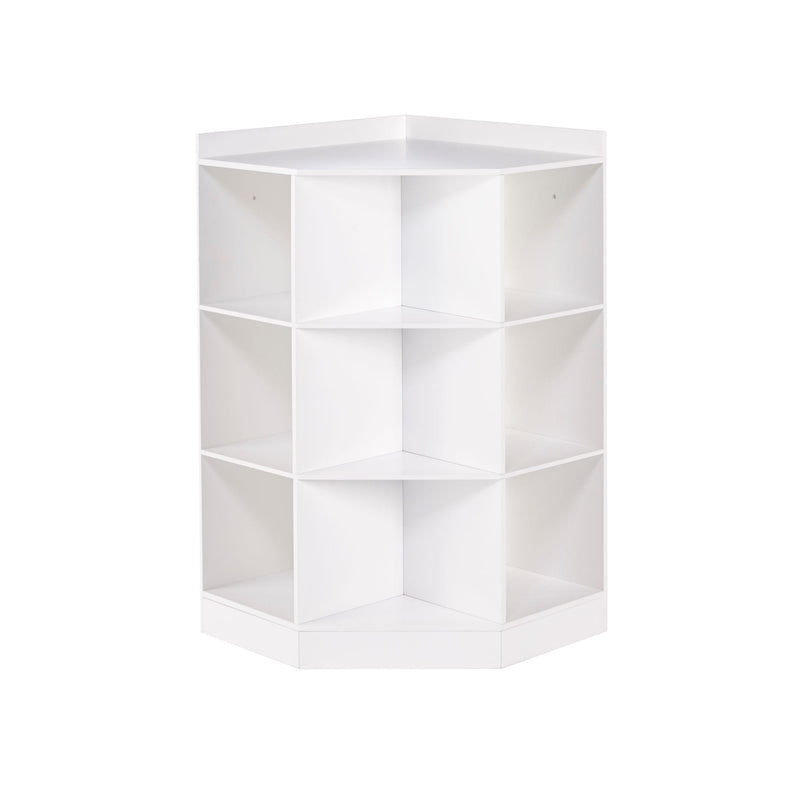 Home Kids' Playroom Corner Cabinet with 6 Toy Storage Cubbies & 3 Shelves, White F1221