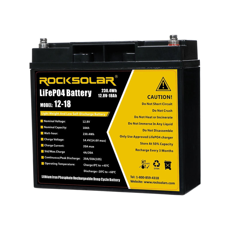12V 18Ah Deep Cycle Lithium (LiFePO4) Battery M0380