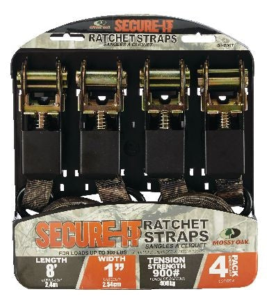 Ratchet Tie-Down Straps, 1-in x 8-ft (2.54 cm x 2.4 m), 4-pk N3180