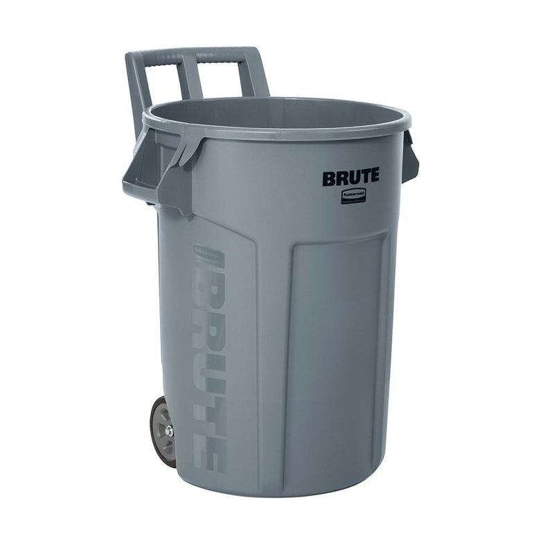 Commercial Wheeled Brute Circular Outdoor Garbage Can, Grey, 121-L M4321